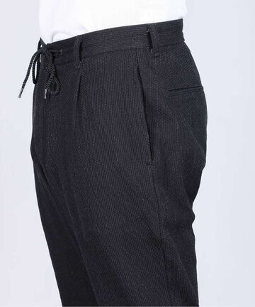 Sashiko Black Easy Tapered Pants,BLACK, large image number 4