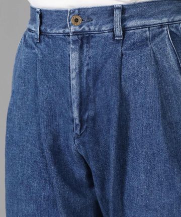 11oz Denim Smooth Double Pleats Pants,MEDIUM INDIGO, large image number 3