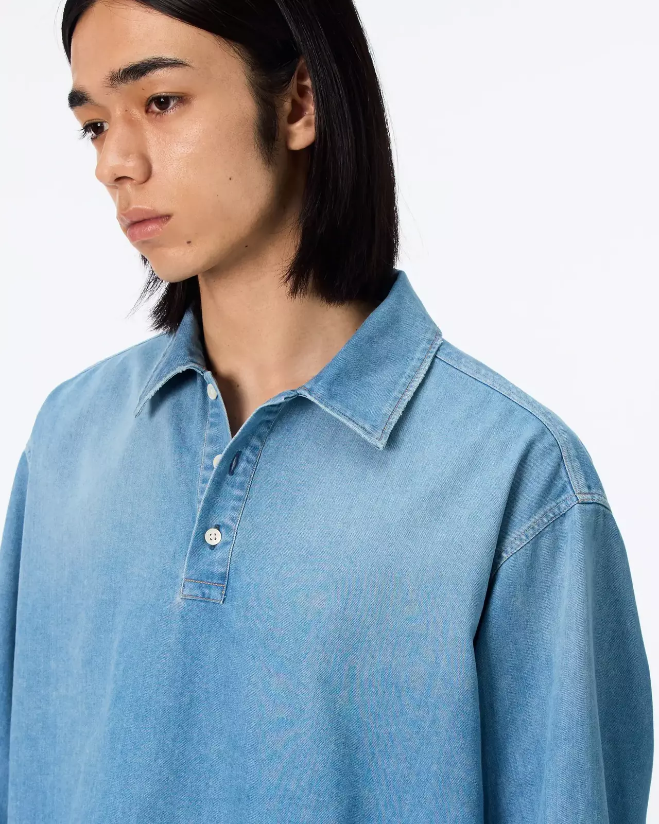 MEN | Light Denim Pullover Shirt 7oz Medium Indigo,MEDIUM INDIGO, large image number 3