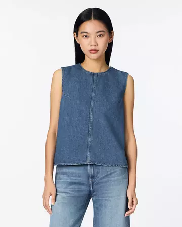 WOMEN | Light Denim NS shirt 9oz Medium Indigo,MEDIUM INDIGO, large image number 0