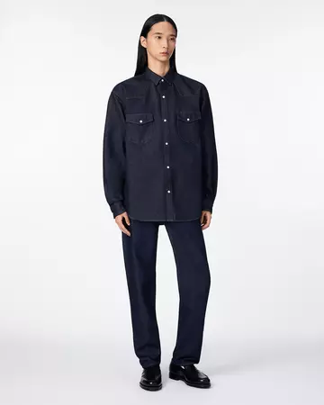 MEN | Light Relax Fit L/S Western Shirt 9oz,INDIGO, large image number 3