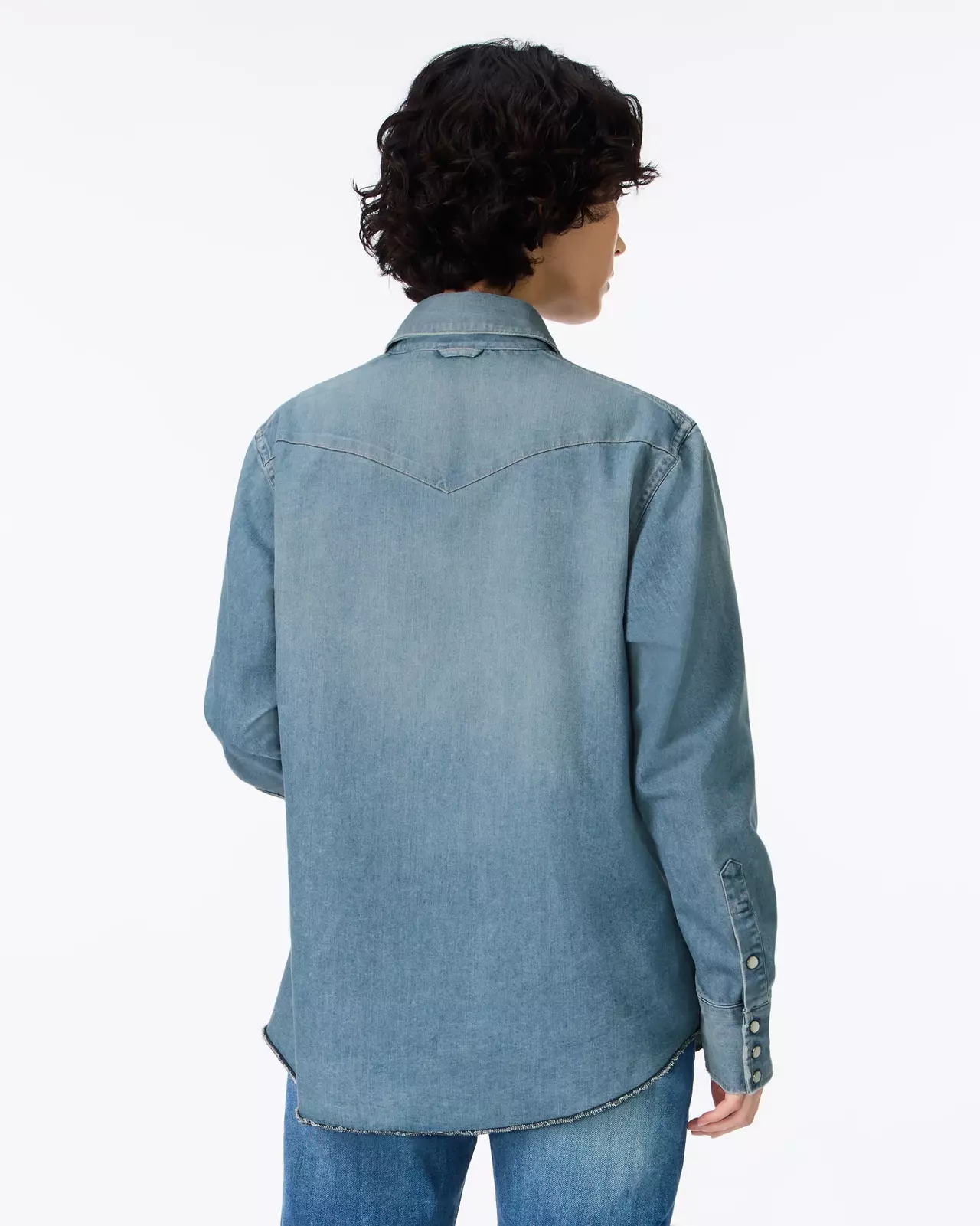 WOMEN | Light Denim Western Shirt 7oz Medium Indigo,MEDIUM INDIGO, large image number 2