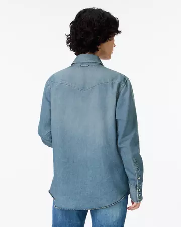 WOMEN | Light Denim Western Shirt 7oz Medium Indigo,MEDIUM INDIGO, large image number 2