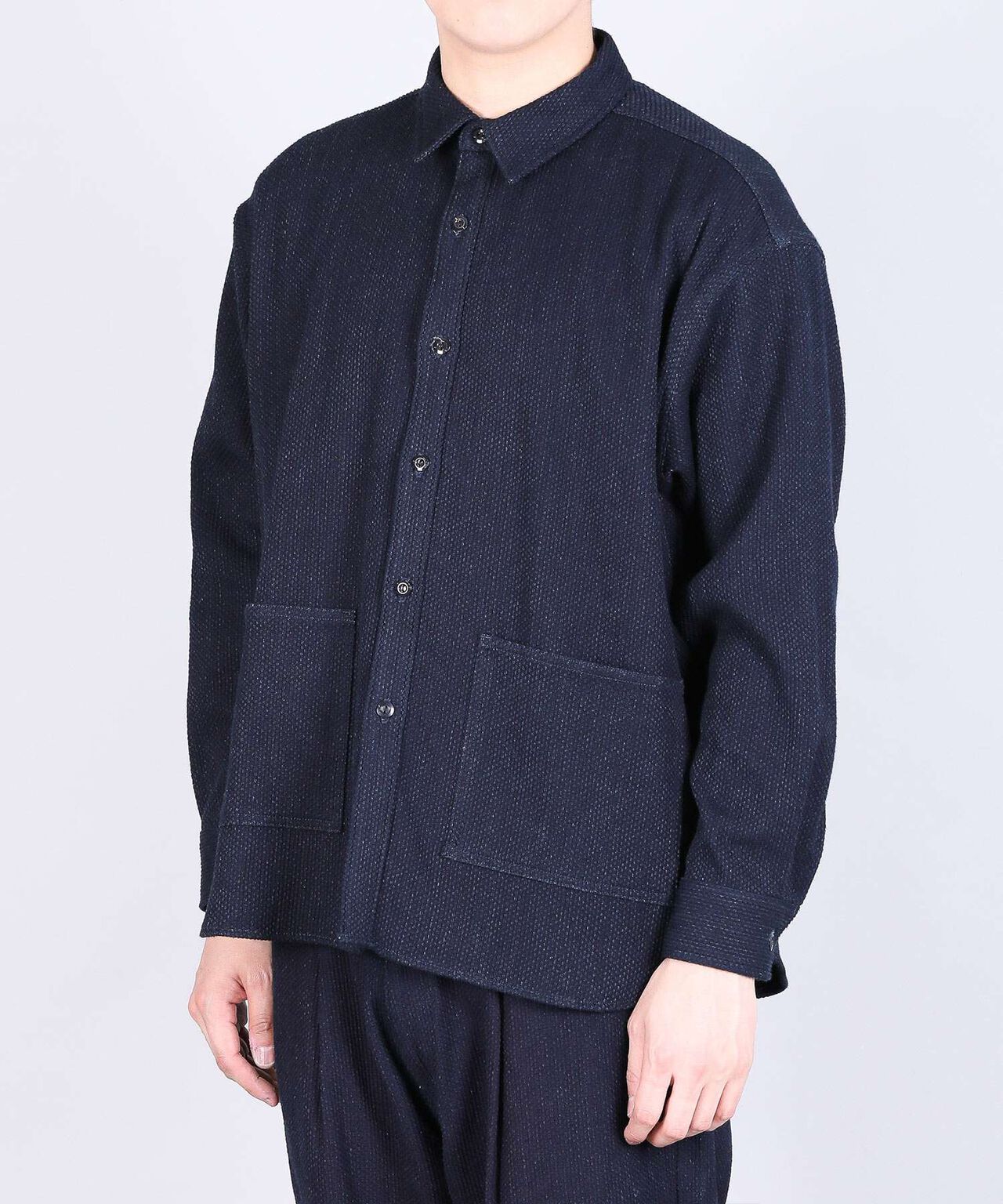 Sashiko Big Shirt Jacket-ID-L,INDIGO, large image number 1