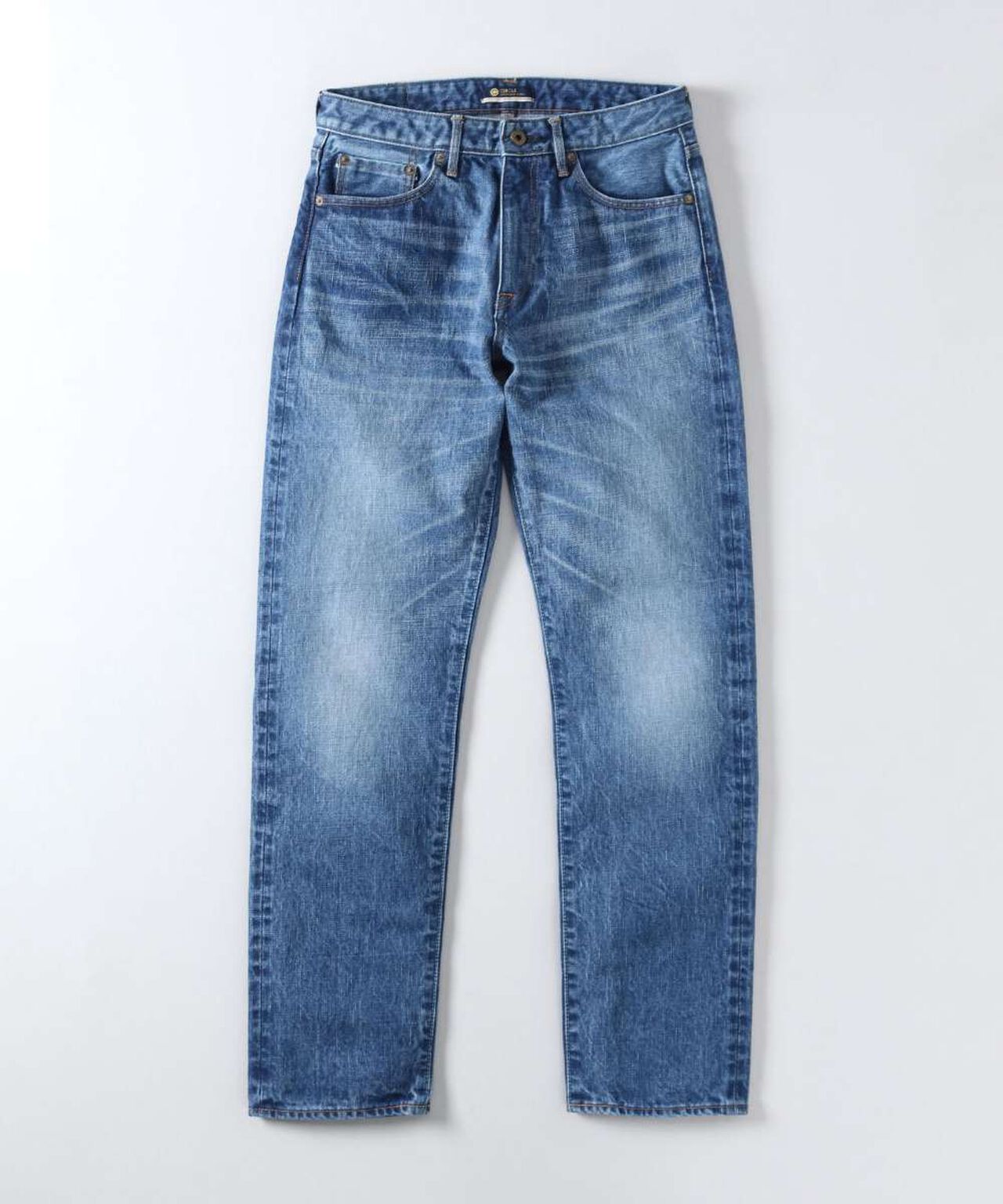 J401_MID CIRCLE Classic Straight 14.8oz American Cotton Vintage Selvedge Jeans (Wash),MEDIUM INDIGO, large image number 5