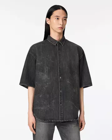 MEN | Light Oversized S/S Shirt 9oz Washed Black,WASHED BLACK, large image number 1