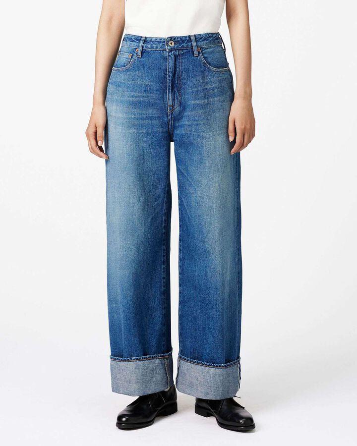 Selvedge Wide Straight Jeans 12oz Medium Indigo,, medium