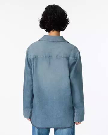 WOMEN | Light Denim Skipper Shirt 7oz Medium Indigo,MEDIUM INDIGO, large image number 2