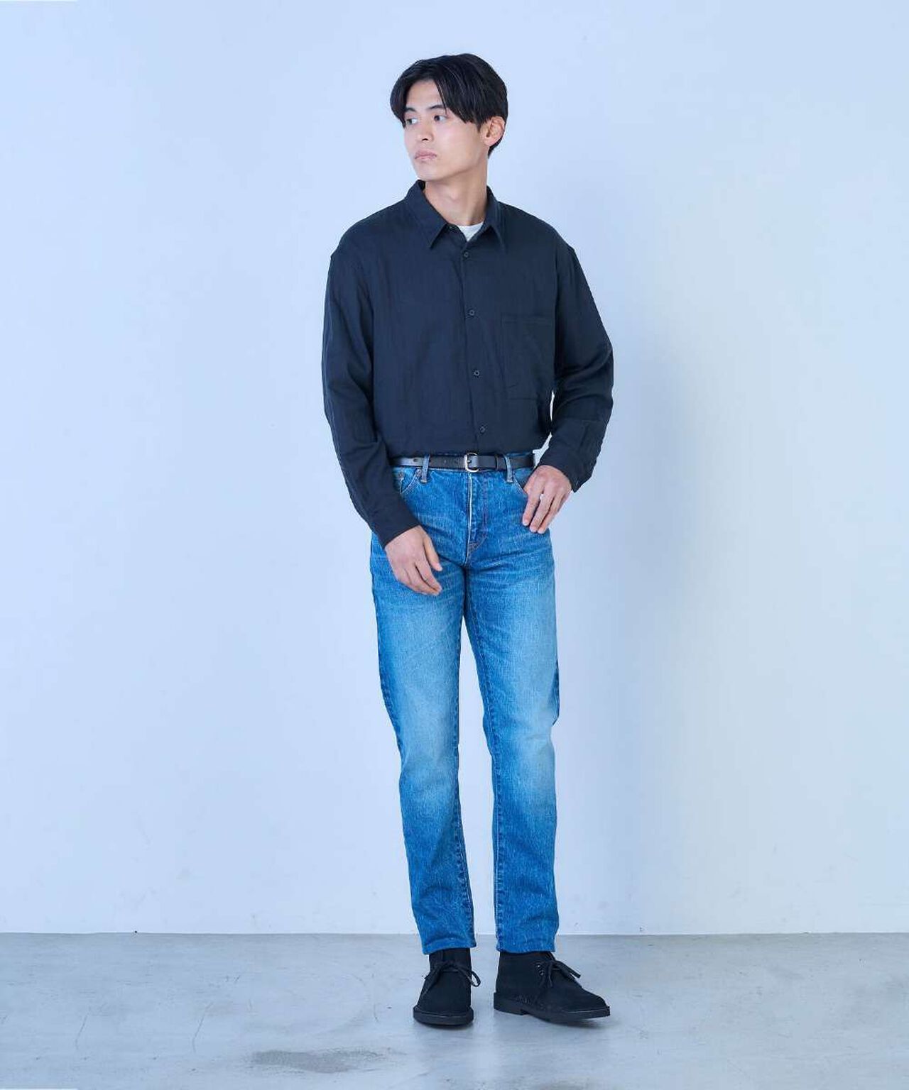 J301_MID CIRCLE Straight 14.8oz American Cotton Vintage Selvedge Jeans (Wash),MEDIUM INDIGO, large image number 11