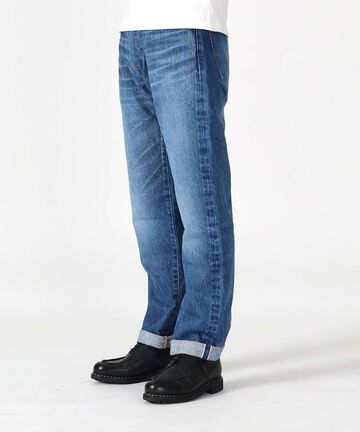 J401_MID CIRCLE Classic Straight 14.8oz American Cotton Vintage Selvedge Jeans (Wash),MEDIUM INDIGO, large image number 1