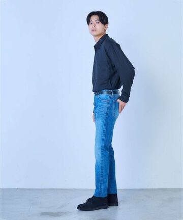 J301_MID CIRCLE Straight 14.8oz American Cotton Vintage Selvedge Jeans (Wash),MEDIUM INDIGO, small image number 12