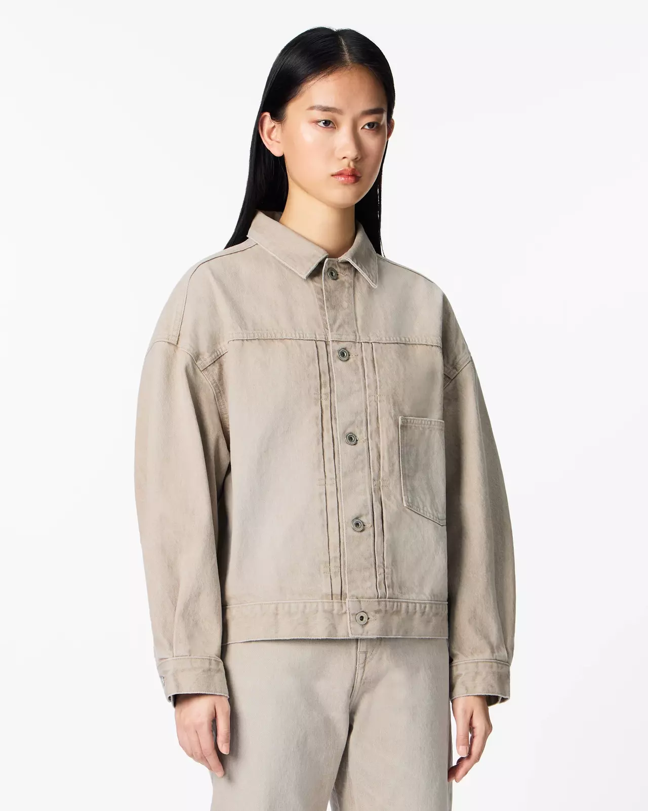 WOMEN | Denim Jacket 13.5oz Beige,BEIGE, large image number 1