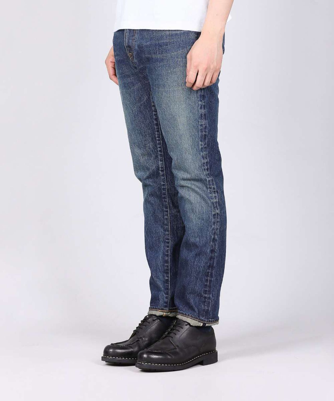 J301(D01) 14.8oz US Cotton Straight Selvedge Jeans (Aging Wash)-DID-32,DARK INDIGO, large image number 1