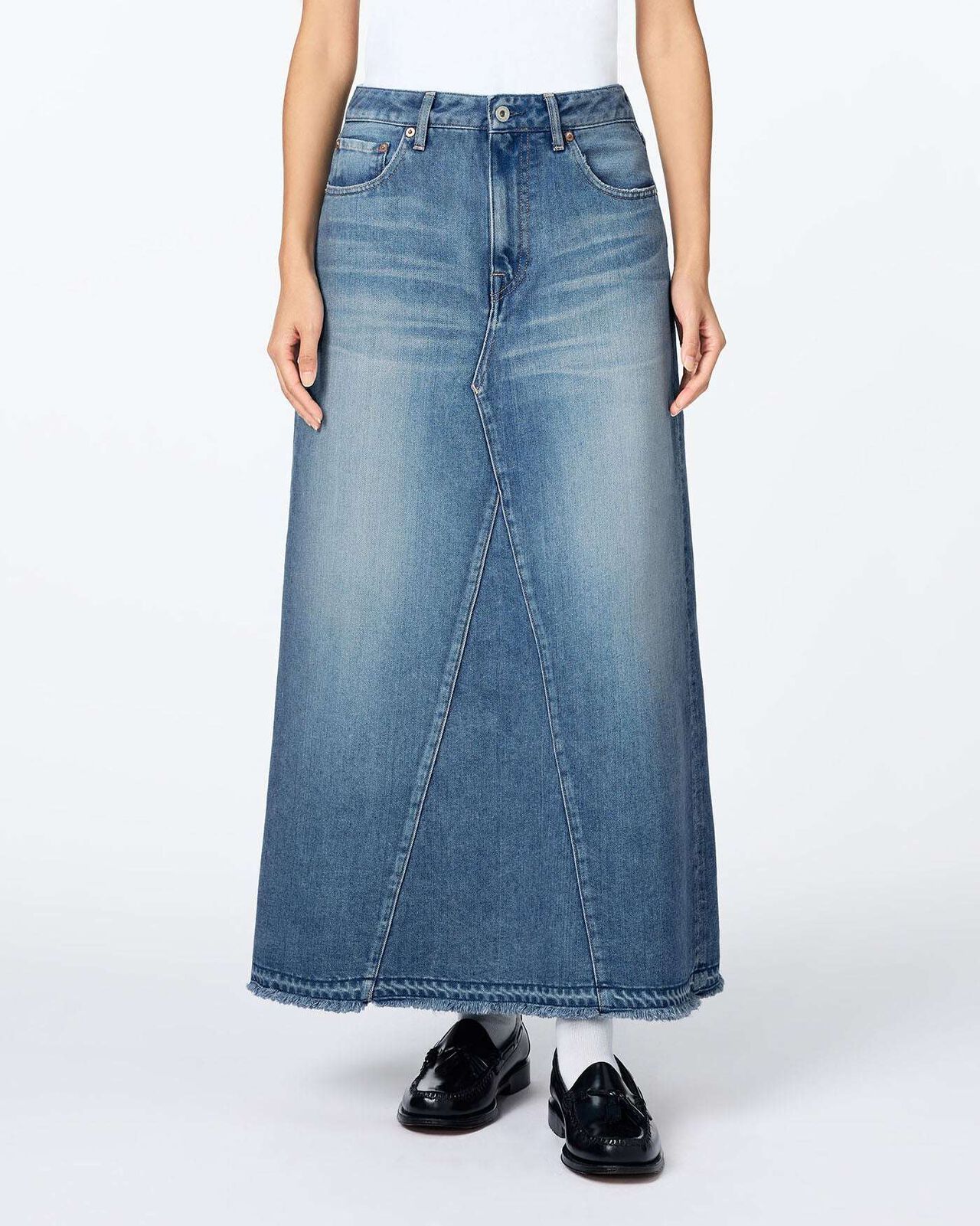 WOMEN | Light Denim Skirt 9oz Medium Indigo,MEDIUM INDIGO, large image number 0