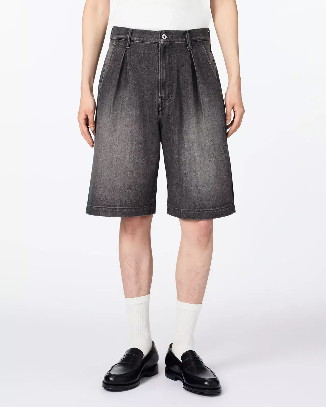 MEN | Light Tuck Shorts 9oz Washed Black,WASHED BLACK, large image number 0