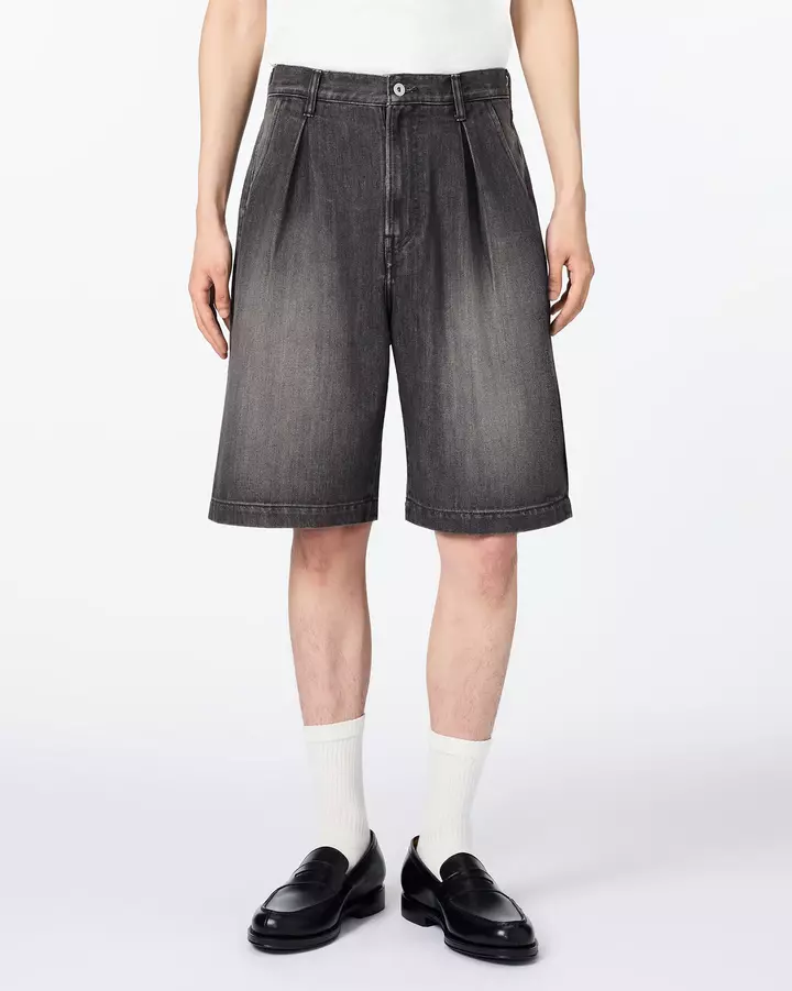 MEN | Light Tuck Shorts 9oz Washed Black,, medium