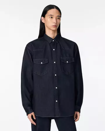 MEN | Light Relax Fit L/S Western Shirt 9oz,INDIGO, large image number 1