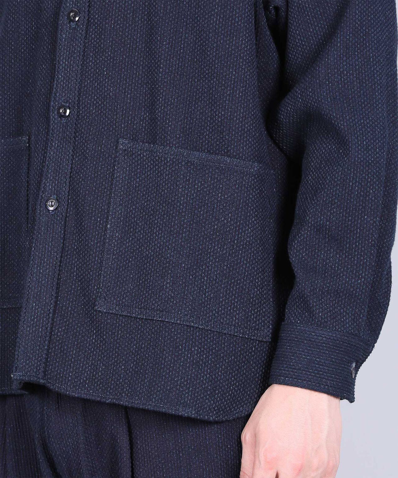 Sashiko Big Shirt Jacket-ID-L,INDIGO, large image number 3