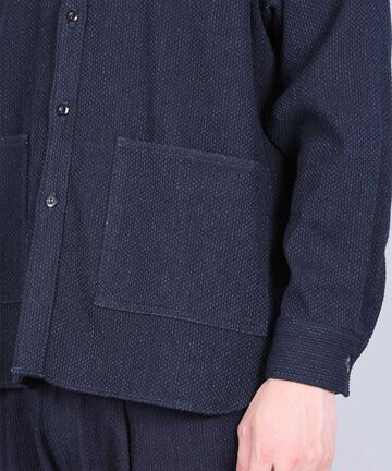 Sashiko Big Shirt Jacket-ID-L,INDIGO, small image number 3