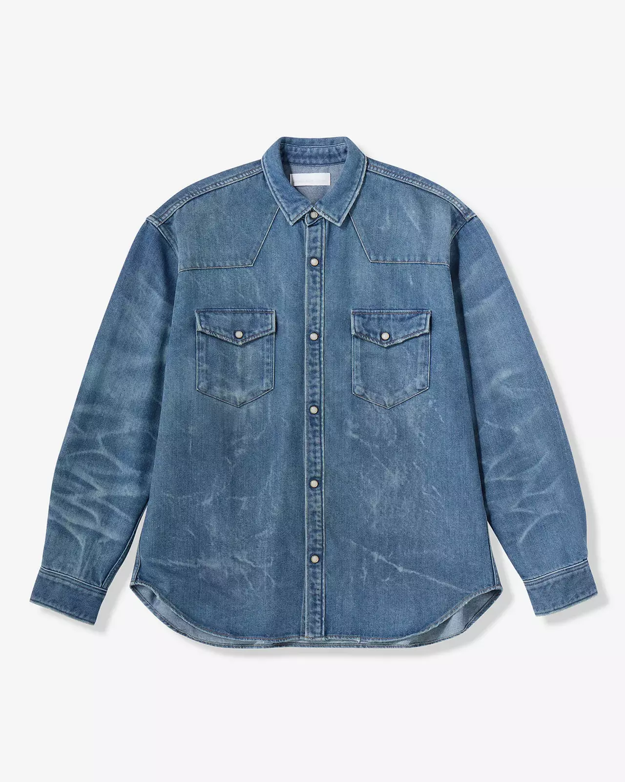 MEN | Light Relax Fit L/S Western Shirt 9oz Medium Indigo,MEDIUM INDIGO, large image number 4