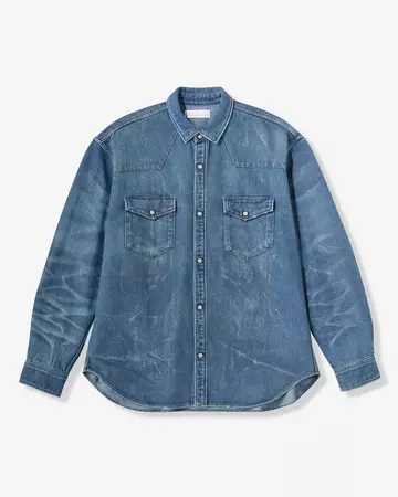 MEN | Light Relax Fit L/S Western Shirt 9oz Medium Indigo,MEDIUM INDIGO, large image number 4