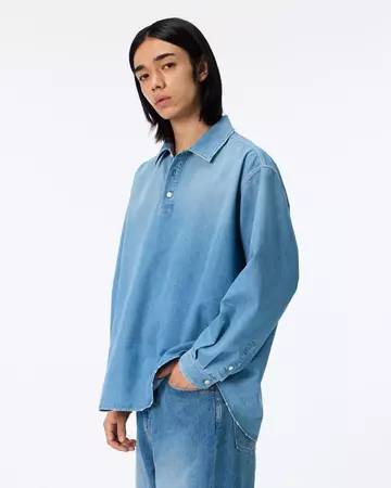 MEN | Light Denim Pullover Shirt 7oz Medium Indigo,MEDIUM INDIGO, large image number 1