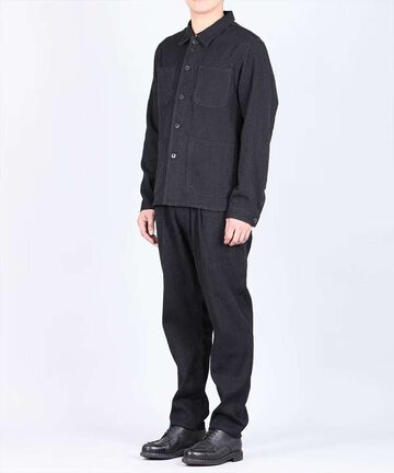 Sashiko Black Coverall Jacket,BLACK, large image number 4