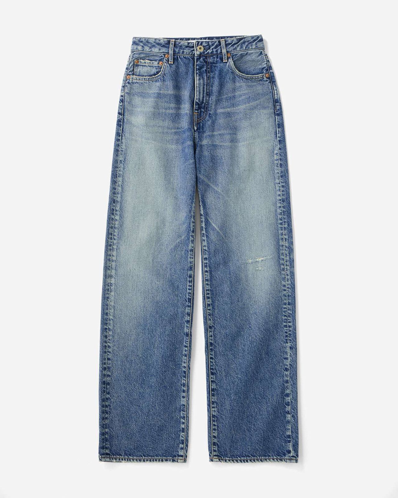 Damage Straight Jeans 11oz Medium Indigo,MEDIUM INDIGO, large image number 4