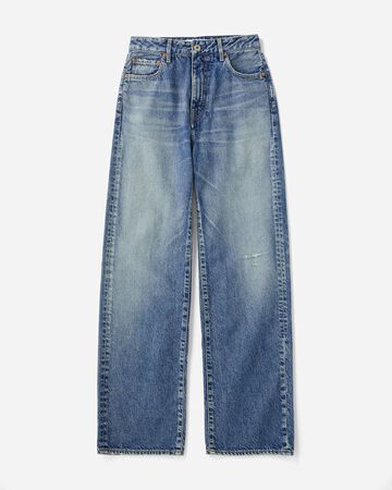 Damage Straight Jeans 11oz Medium Indigo,MEDIUM INDIGO, small image number 4