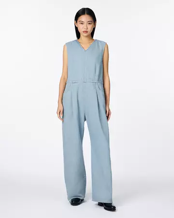 WOMEN | Light Denim Overalls 9oz Light Indigo,LIGHT INDIGO, large image number 0