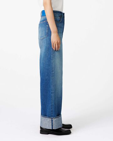 Selvedge Wide Straight Jeans 12oz Medium Indigo,MEDIUM INDIGO, small image number 1