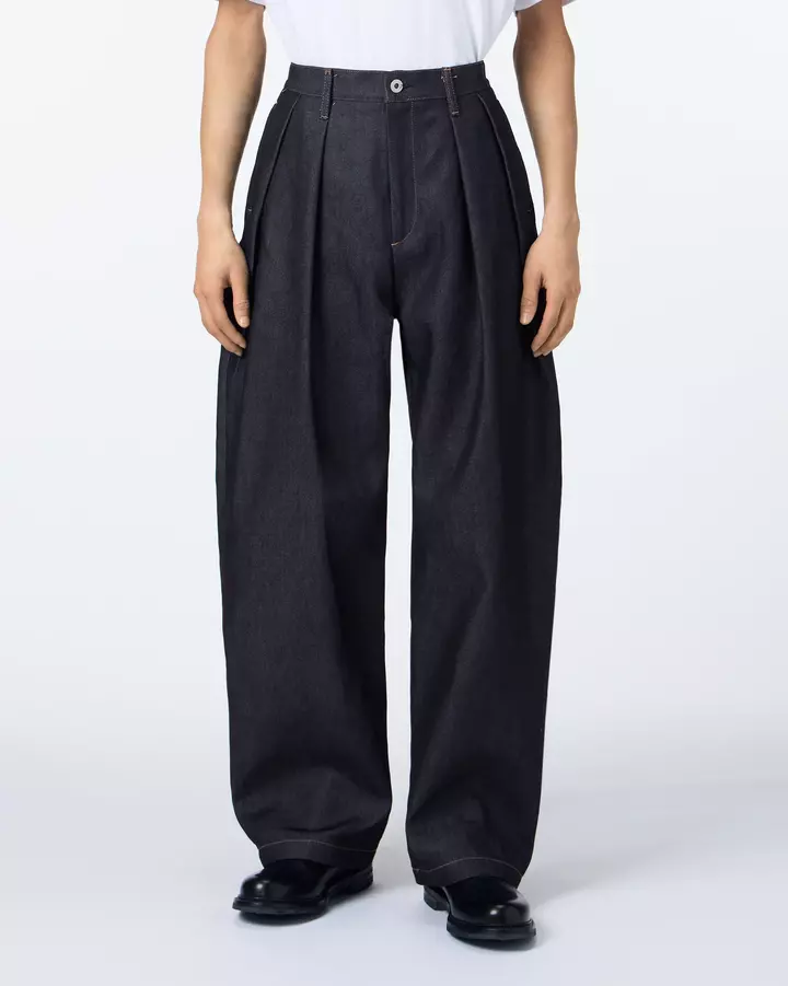 MEN | Light Two Tuck Loose Trousers 9oz Rigid,, medium