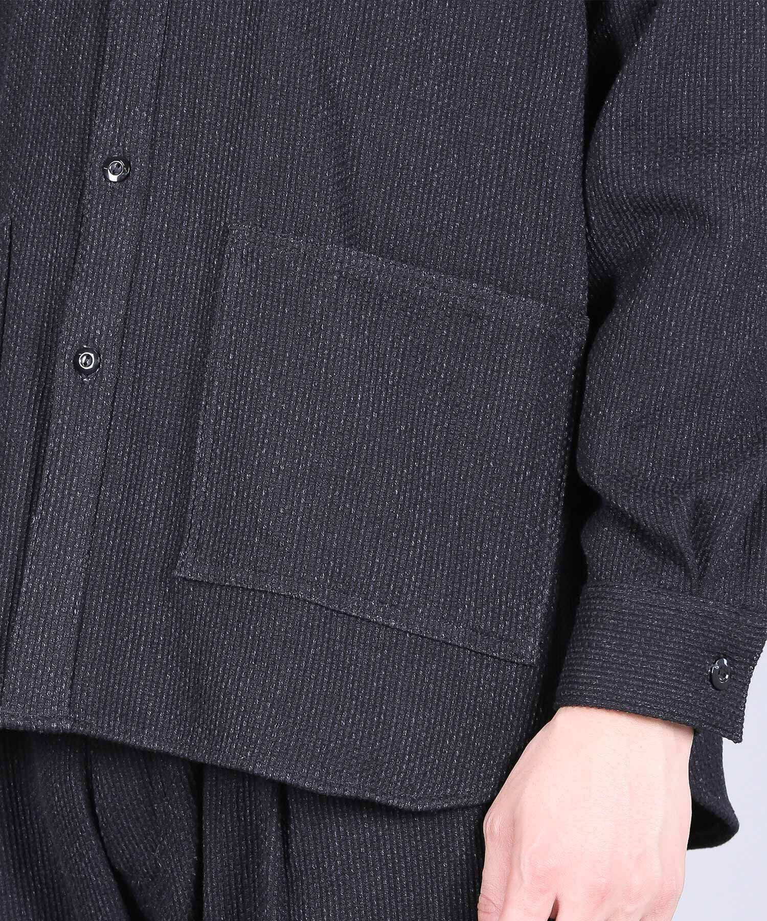 Sashiko Big Shirt Jacket (Black)