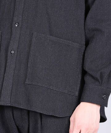 Sashiko Black Big Shirt Jacket - 11oz Black Sashiko-BLK-L,BLACK, small image number 3