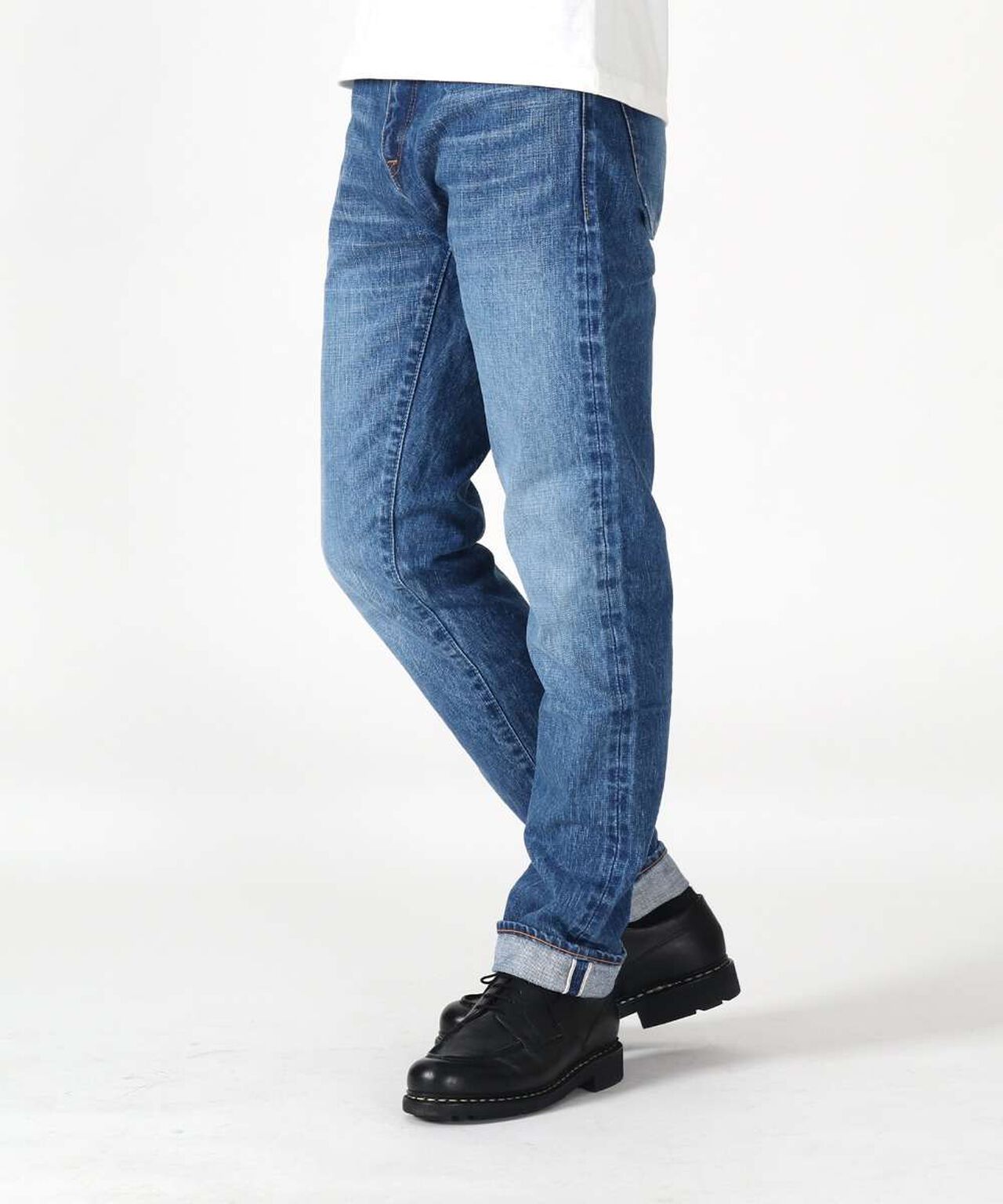 J301_MID CIRCLE Straight 14.8oz American Cotton Vintage Selvedge Jeans (Wash),MEDIUM INDIGO, large image number 2