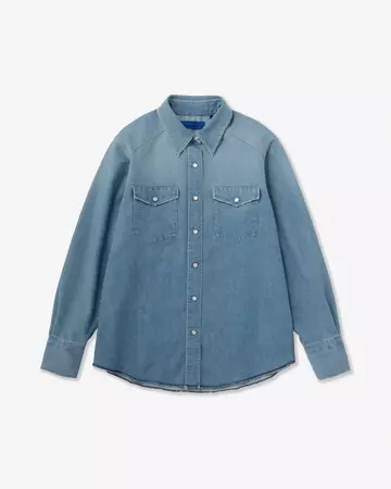 WOMEN | Light Denim Western Shirt 7oz Medium Indigo,MEDIUM INDIGO, large image number 6
