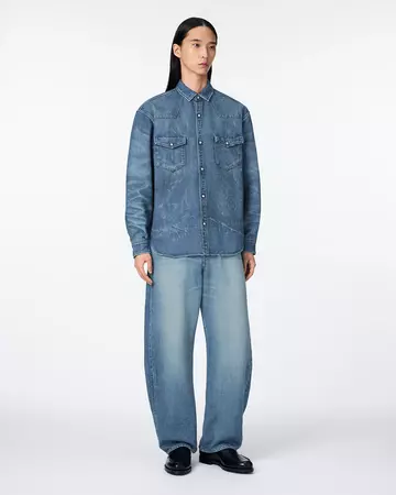 MEN | Light Relax Fit L/S Western Shirt 9oz Medium Indigo,MEDIUM INDIGO, large image number 3