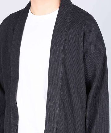 Sashiko Black Haori,BLACK, large image number 2