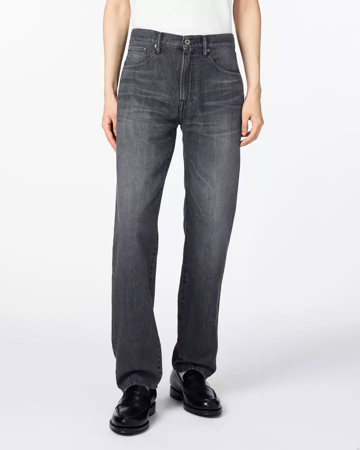 MEN | Light Straight Jeans 9oz Washed Black,, medium