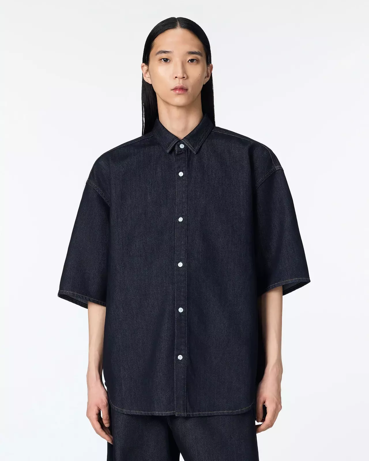 MEN | Light Oversized S/S Shirt 9oz,INDIGO, large image number 0