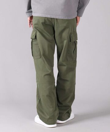 Sulphur Dyed Loose Satin Cargo Pants,OLIVE, large image number 18