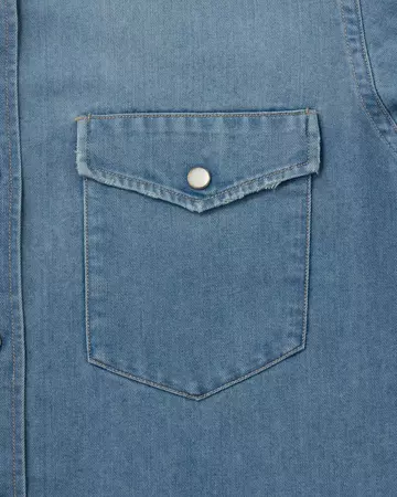 WOMEN | Light Denim Western Shirt 7oz Medium Indigo,MEDIUM INDIGO, large image number 8