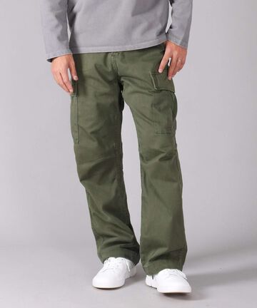 Sulphur Dyed Loose Satin Cargo Pants,OLIVE, large image number 16
