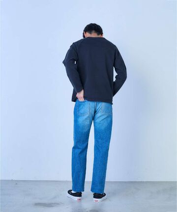 J401_MID CIRCLE Classic Straight 14.8oz American Cotton Vintage Selvedge Jeans (Wash),MEDIUM INDIGO, small image number 13