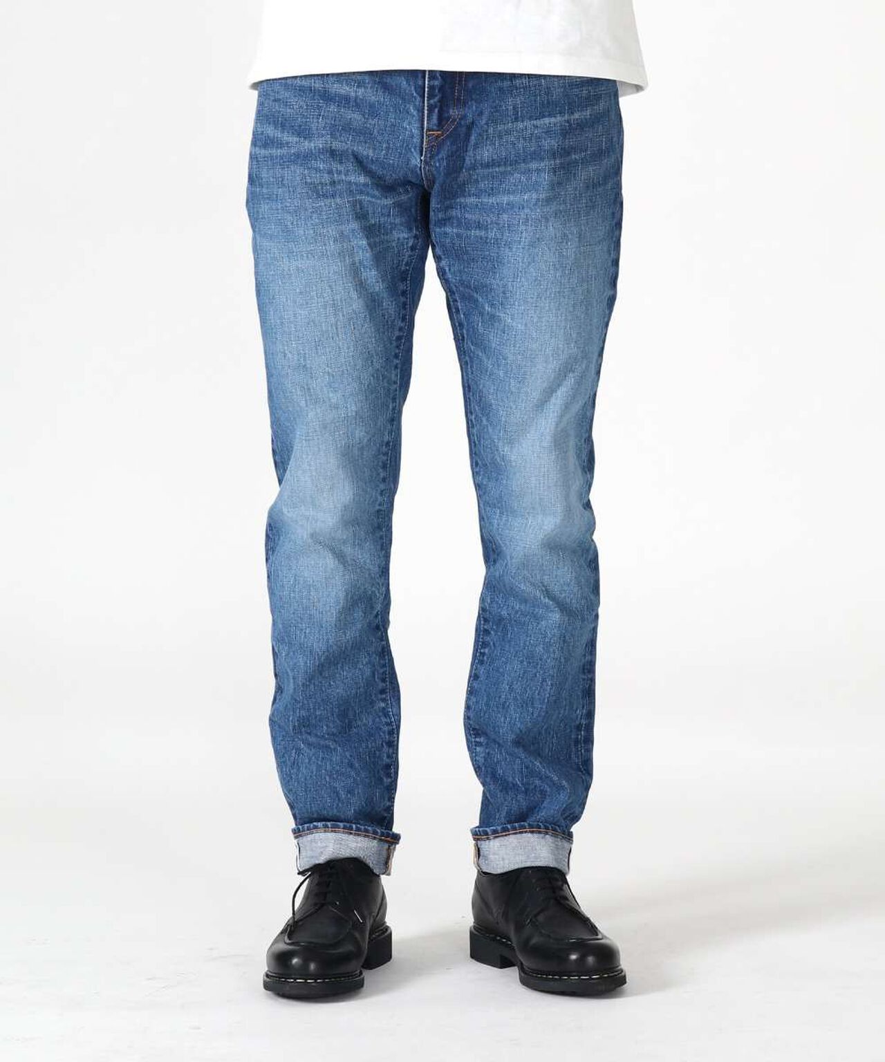 J301_MID 14.8oz US Cotton Straight Selvedge Jeans (Aging Wash),, large image number 0