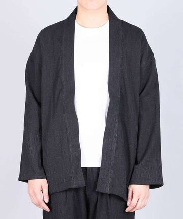 Sashiko Black Haori,BLACK, large image number 0