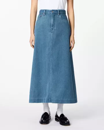 WOMEN | Sashiko Skirt,MEDIUM INDIGO, large image number 0