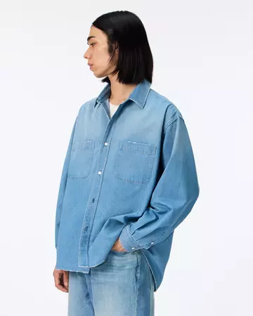 MEN | Light Denim Relax Shirt 7oz Medium Indigo,MEDIUM INDIGO, large image number 1