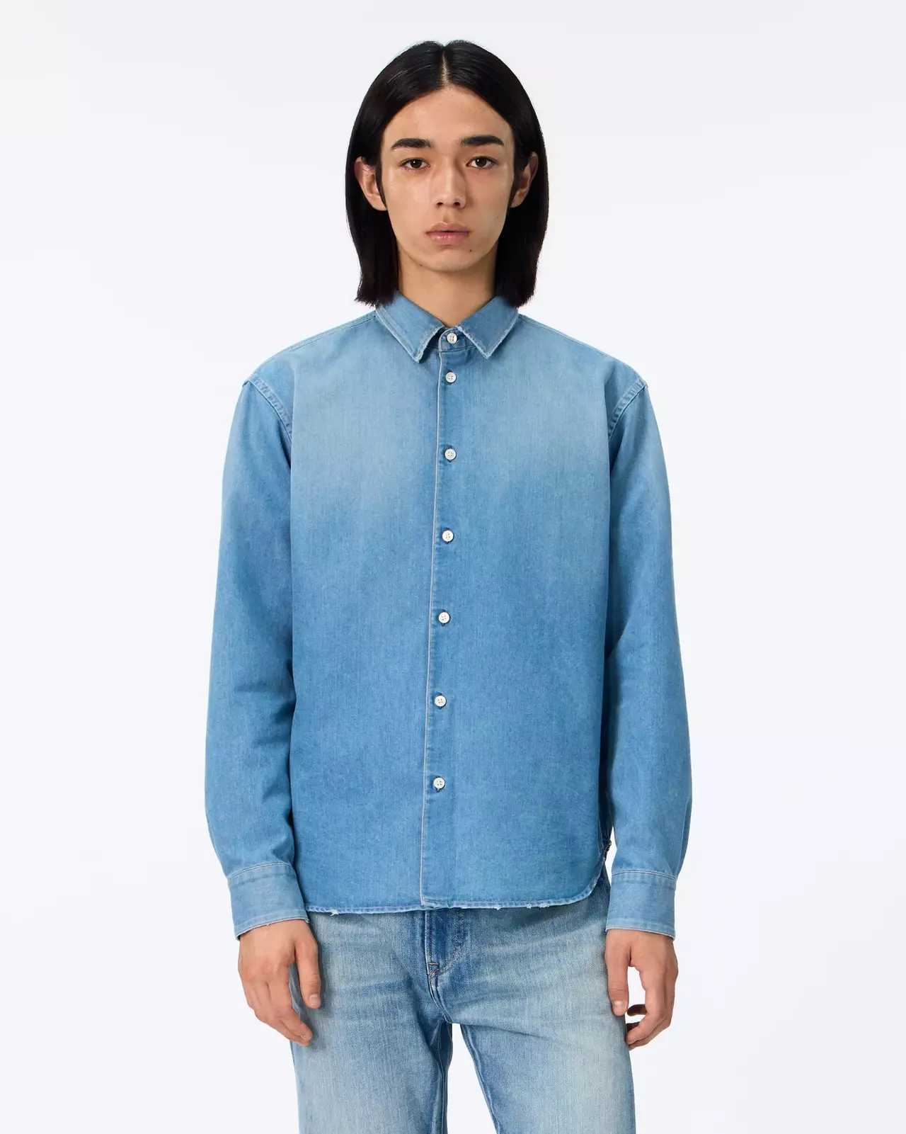 MEN | Light Denim Regular Shirt 7oz Medium Indigo,MEDIUM INDIGO, large image number 5