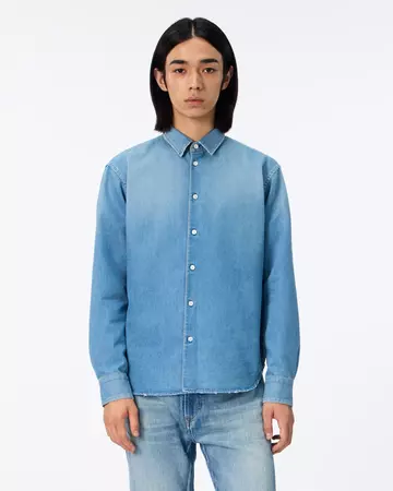 MEN | Light Denim Regular Shirt 7oz Medium Indigo,MEDIUM INDIGO, large image number 5